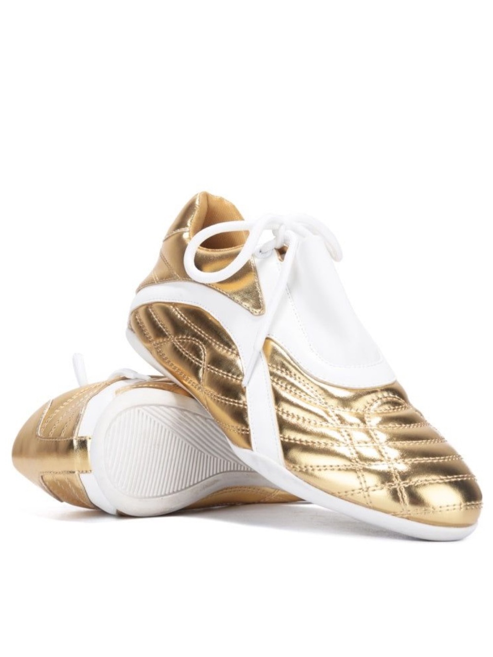 •CAPE ROBBIN• “Vulay” Lace-Up Black Color Block Sneakers - Gold // NIB